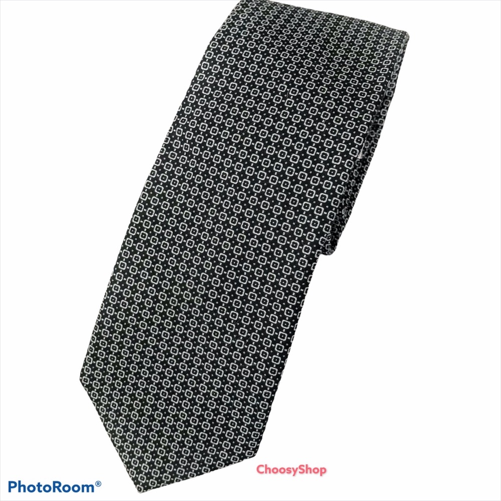 NWT Tie Ted Baker Skinny Gray Tiny Squares Cotton